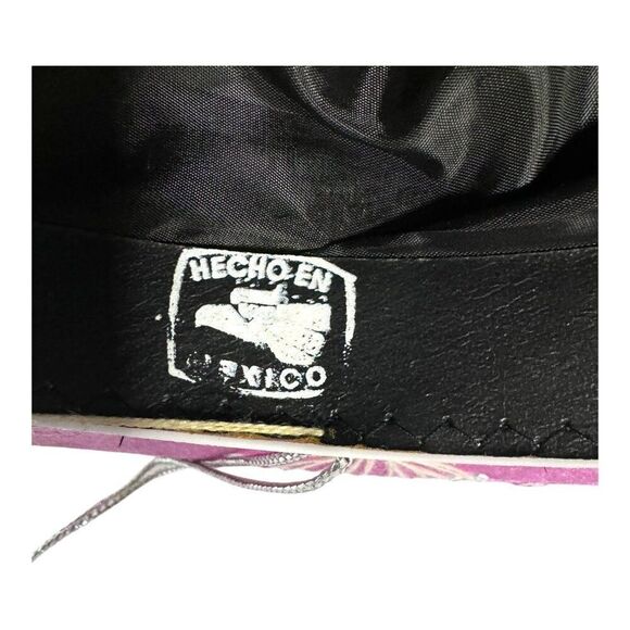 Pink Elaborate Genuine Mexico & Silver Mexican Sombrero Hat 6 3/4 Yepez Velvet - Picture 5 of 12